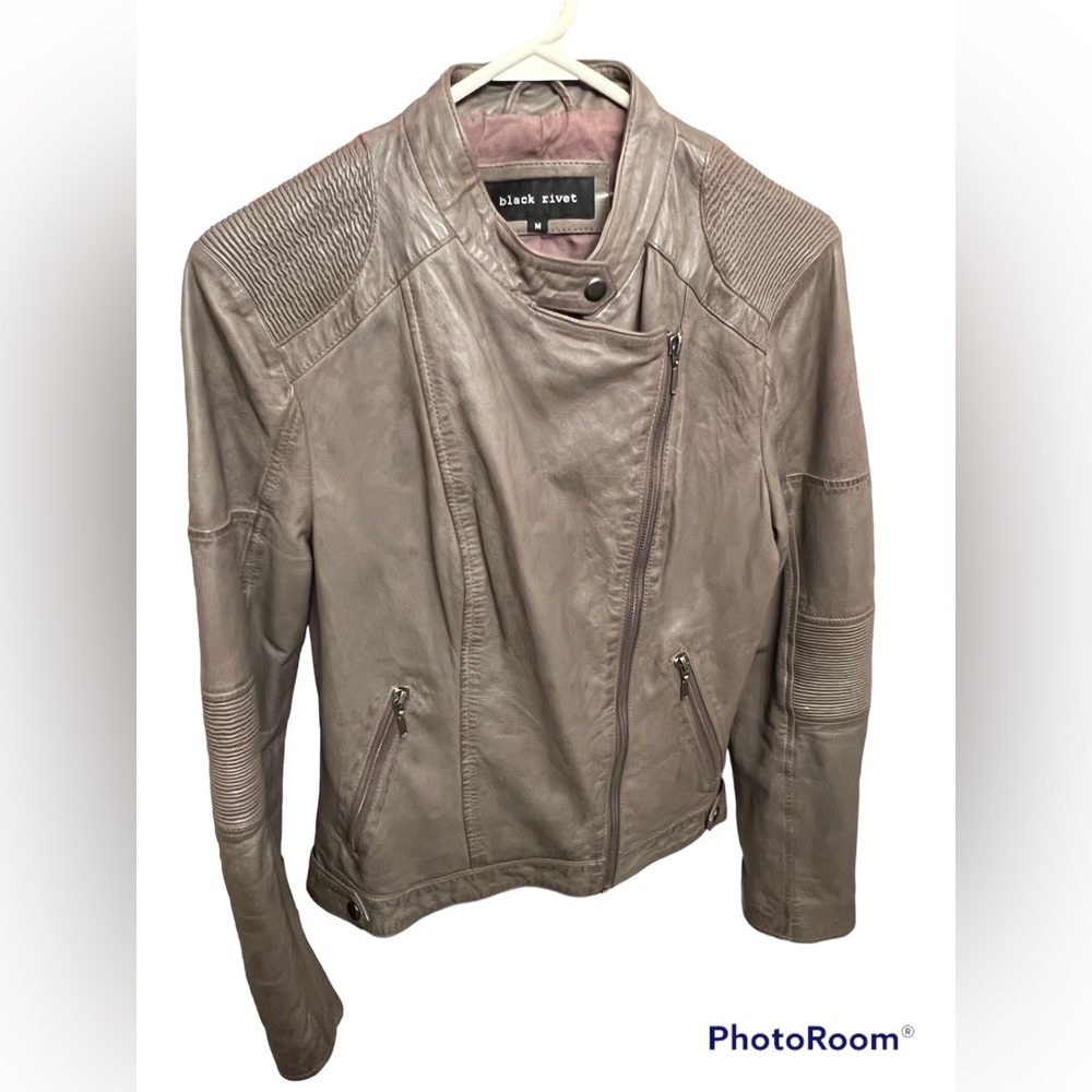 Black Rivet Leather Moto Jacket